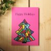 Happy Holidays Card tree pink – Art by Sha